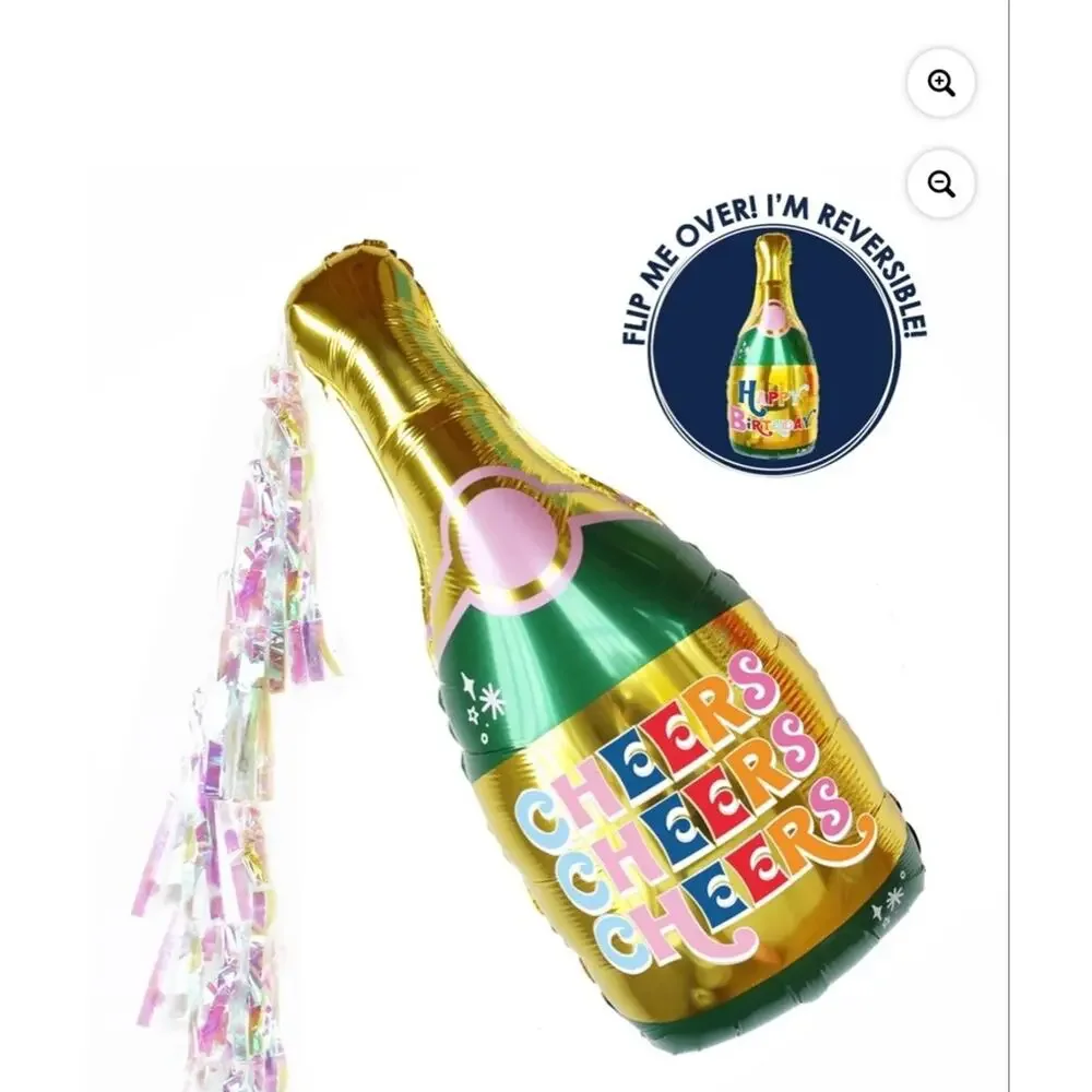 Packed Party Reversible Champagne Statement Balloon with Iridescent Tassels